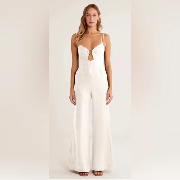 Rumer Byron Linen Jumpsuit In White size M NWT